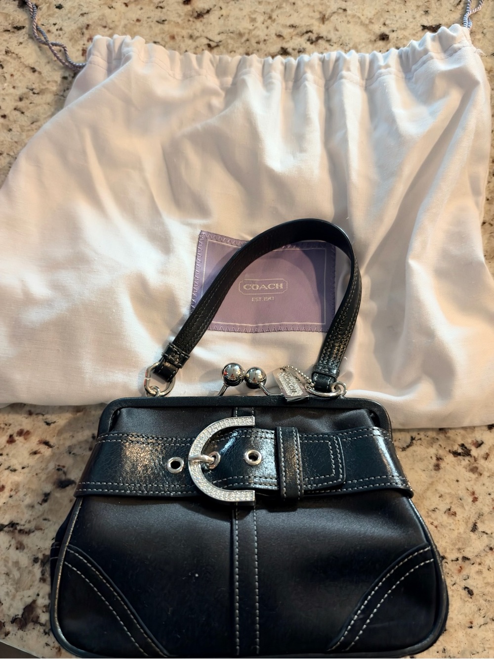 Coach Madison Swarovski Crystal Buckle Framed Kiss Lock Handbag Kiss Lock